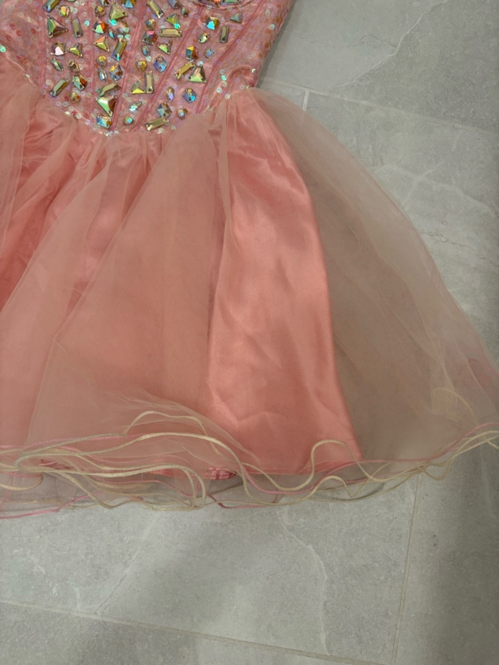 Vintage Y2K Betsy Johnson Style Beaded Corset Tulle Mini Dress Size 3/4 - Picture 4 of 16